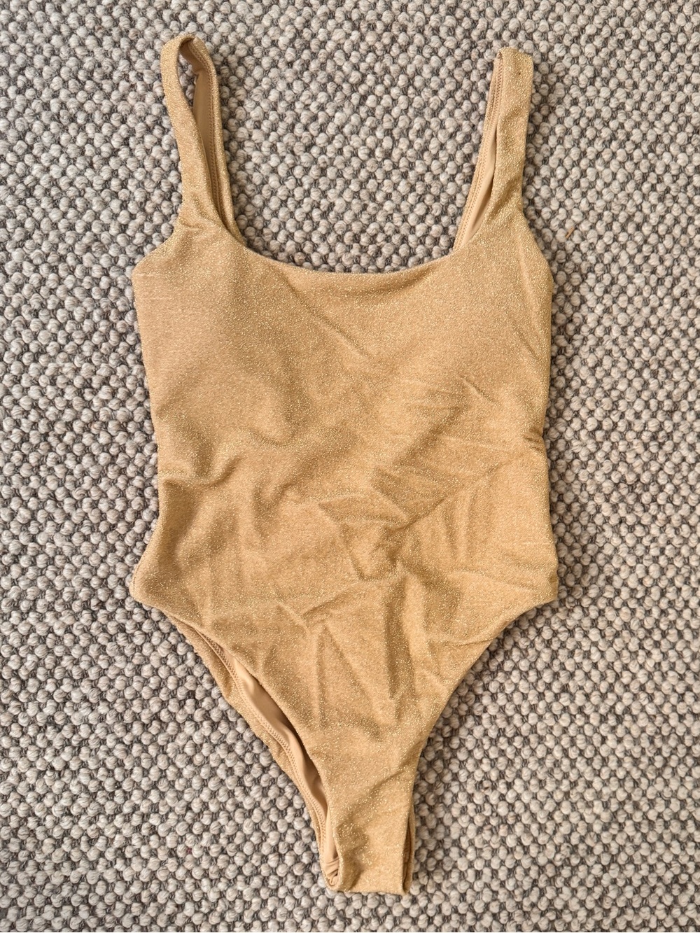 Aerie Gold Shimmer Backless One-Piece Swim suit